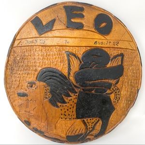 Vintage Zodiac Wood Carved Wall Decor